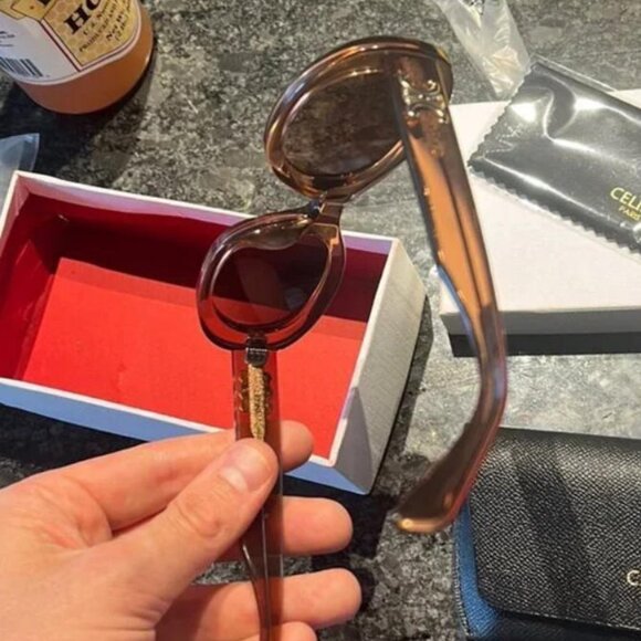 CELINE Triomphe 01 Sunglasses In Acetate BROWN CRYSTAL - Picture 3 of 4